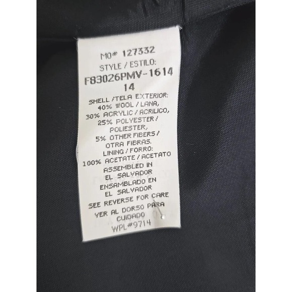 PROPHECY BY SAG HARBOR ~Woman Size 14~ Black/Gray Plaid Print Wool Blend Blazer. - Picture 11 of 12